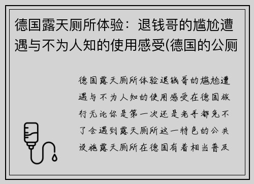 德国露天厕所体验：退钱哥的尴尬遭遇与不为人知的使用感受(德国的公厕)